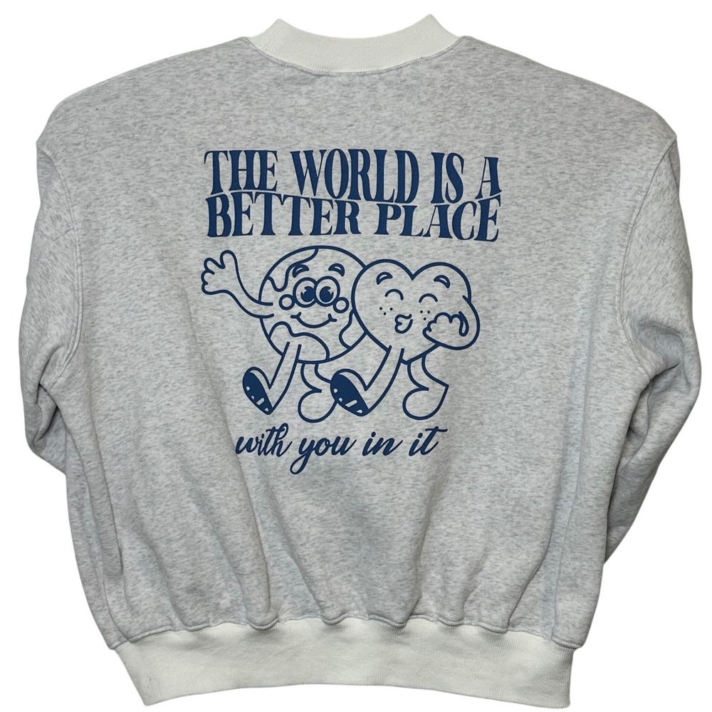 Grey Bandit Ride The Wave Heart Graphic Sweatshirt Heather Gray Womens Medium